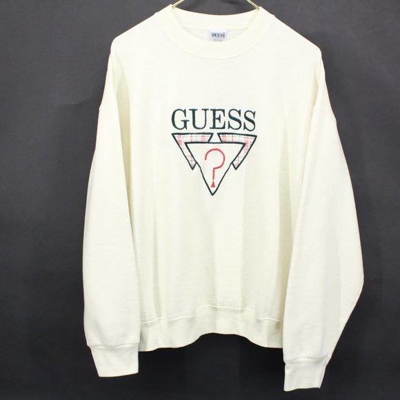 Guess Tops - Vintage GUESS ? Off-White Logo Sweatshirt